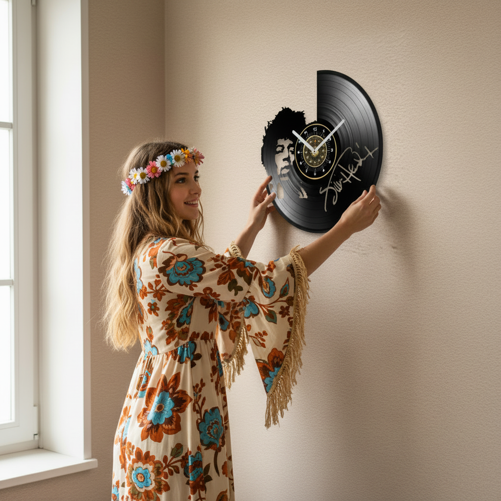 OROLOGIO DA PARETE IN VINILE JIMI HENDRIX 1